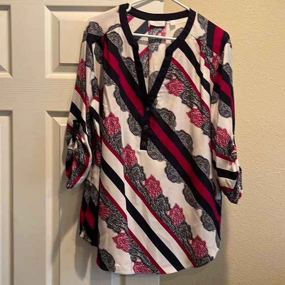 New York & Company Tops - New York and Company Blue, white and red top
